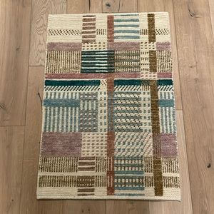 Hand Knitted Wool Plaid Rug